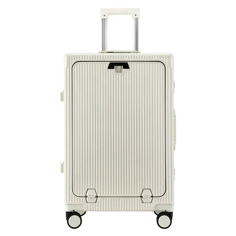 Luxe Trolleykoffer met Voorvak & USB – Aluminium Frame