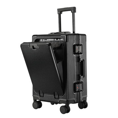 Luxe Trolleykoffer met Voorvak & USB – Aluminium Frame