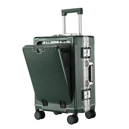 Luxe Trolleykoffer met Voorvak & USB – Aluminium Frame