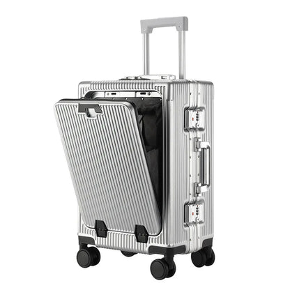 Luxe Trolleykoffer met Voorvak & USB – Aluminium Frame