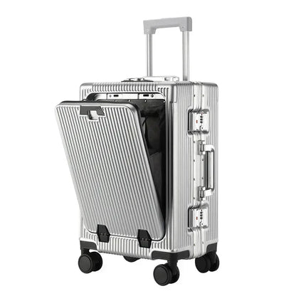 Luxe Trolleykoffer met Voorvak & USB – Aluminium Frame